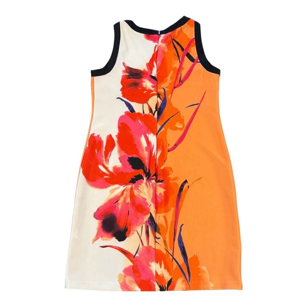 Sandra Darren Floral Sleeveless Sheath Dress with Criss-Cross Neckline Size 14
